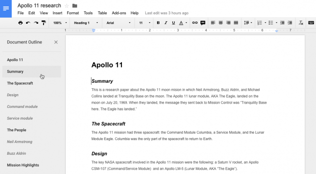 Google Docs UI
